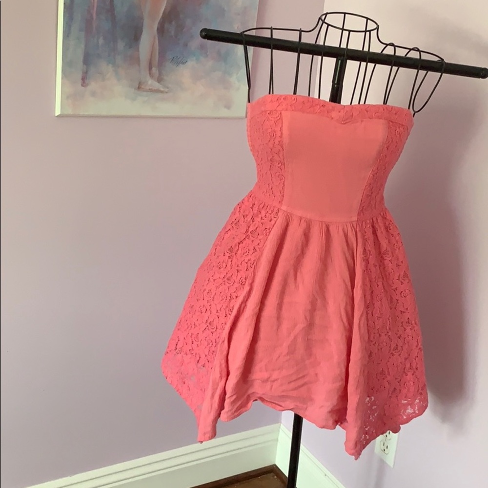 ABERCROMBIE KIDS Pink Lace Strapless Summer Dress